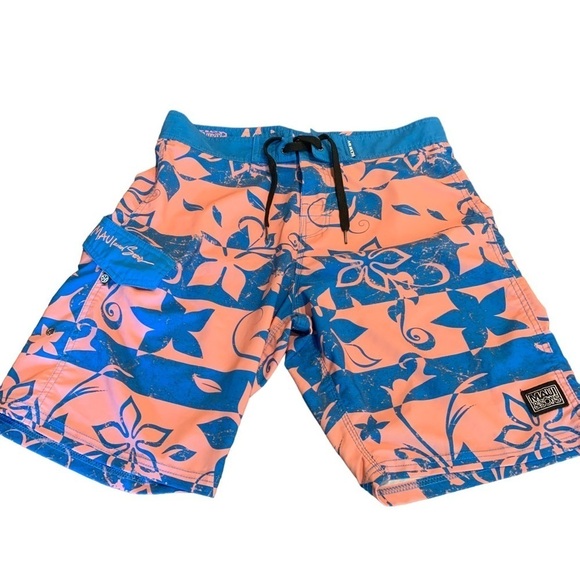 Other - Maui and Sons Men’s Black 4 Away Stretch Hawaiian Board Shorts Size 32